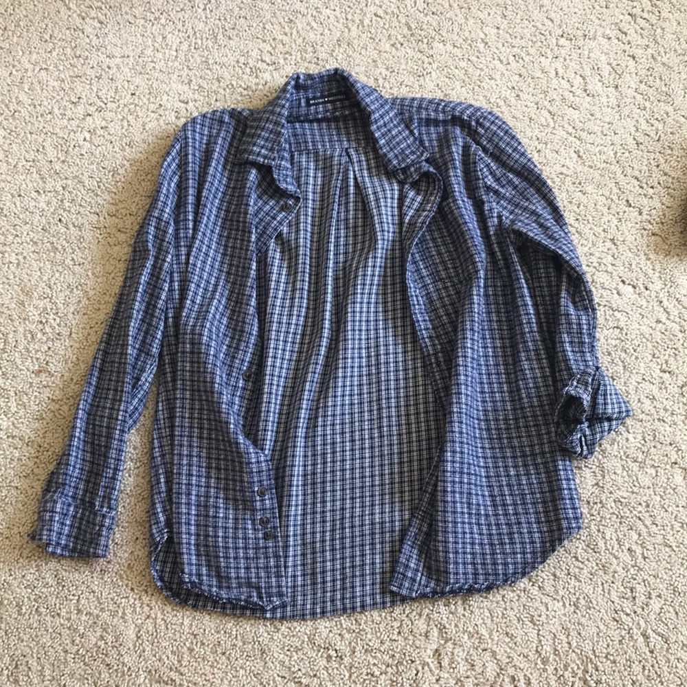 Dark and light blue flannel.